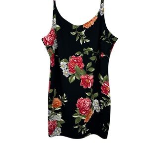 Zenobia Black Camisole with Red and White Floral Design